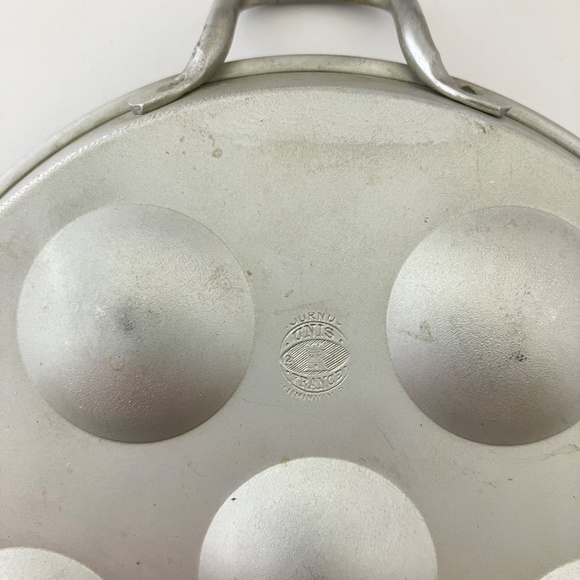 2 Vintage Escargot Plate French Aluminum Pur Tournus Unis Handled c1970's - Picture 6 of 8